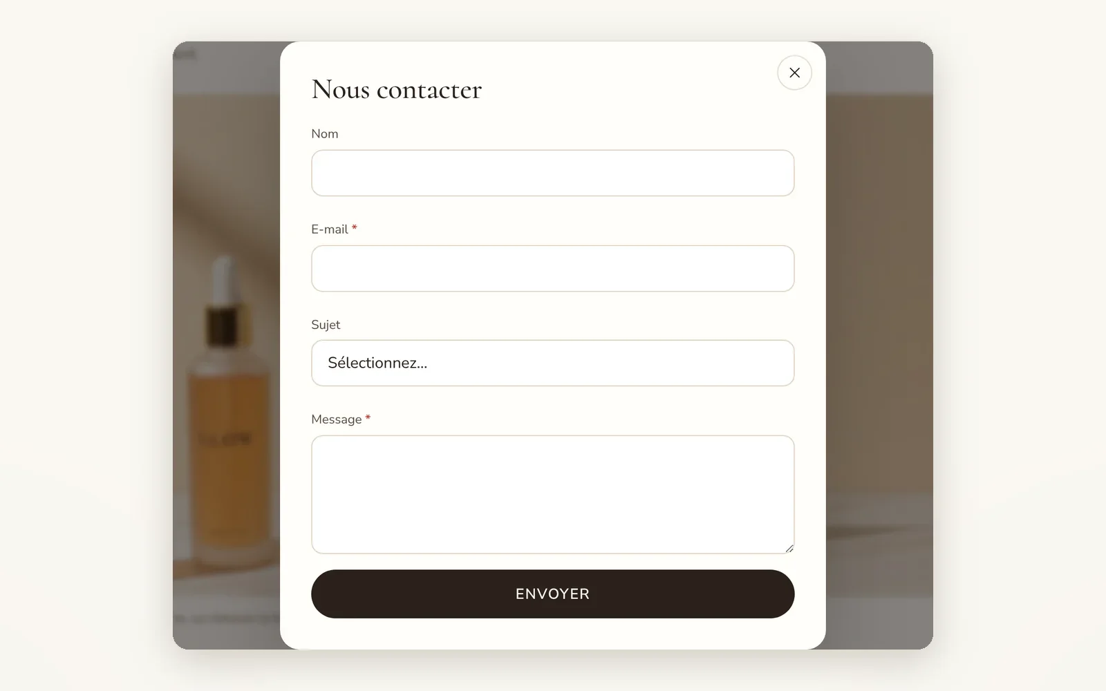 Formulaire de contact en pop-up