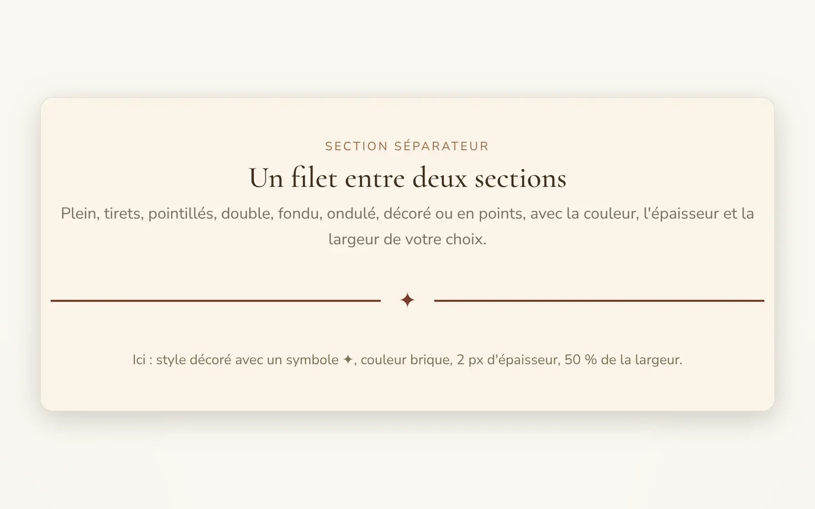 Séparateur : un filet entre deux sections