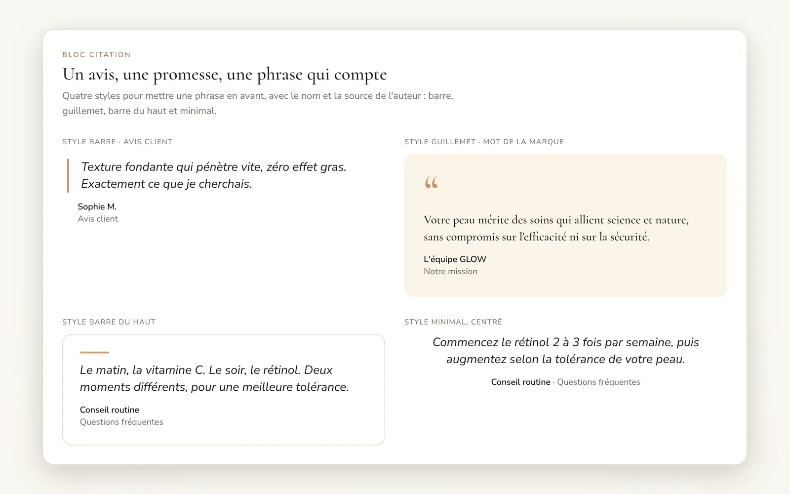 Citation pour un avis ou une promesse