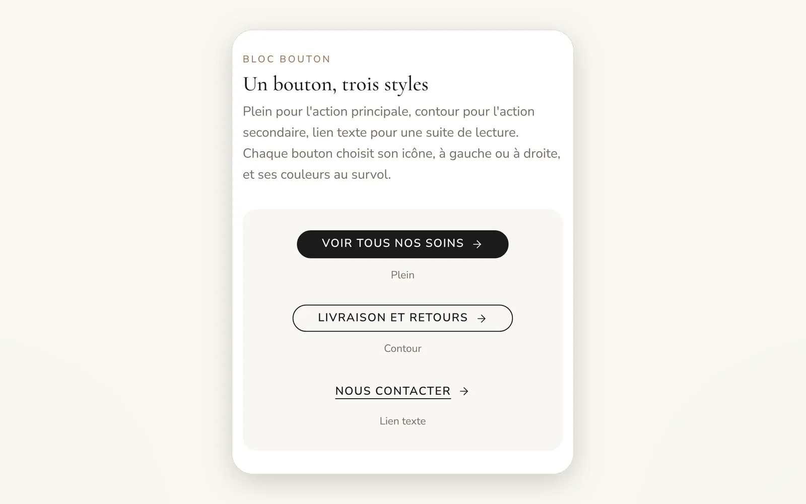 Bouton d'action en 3 styles