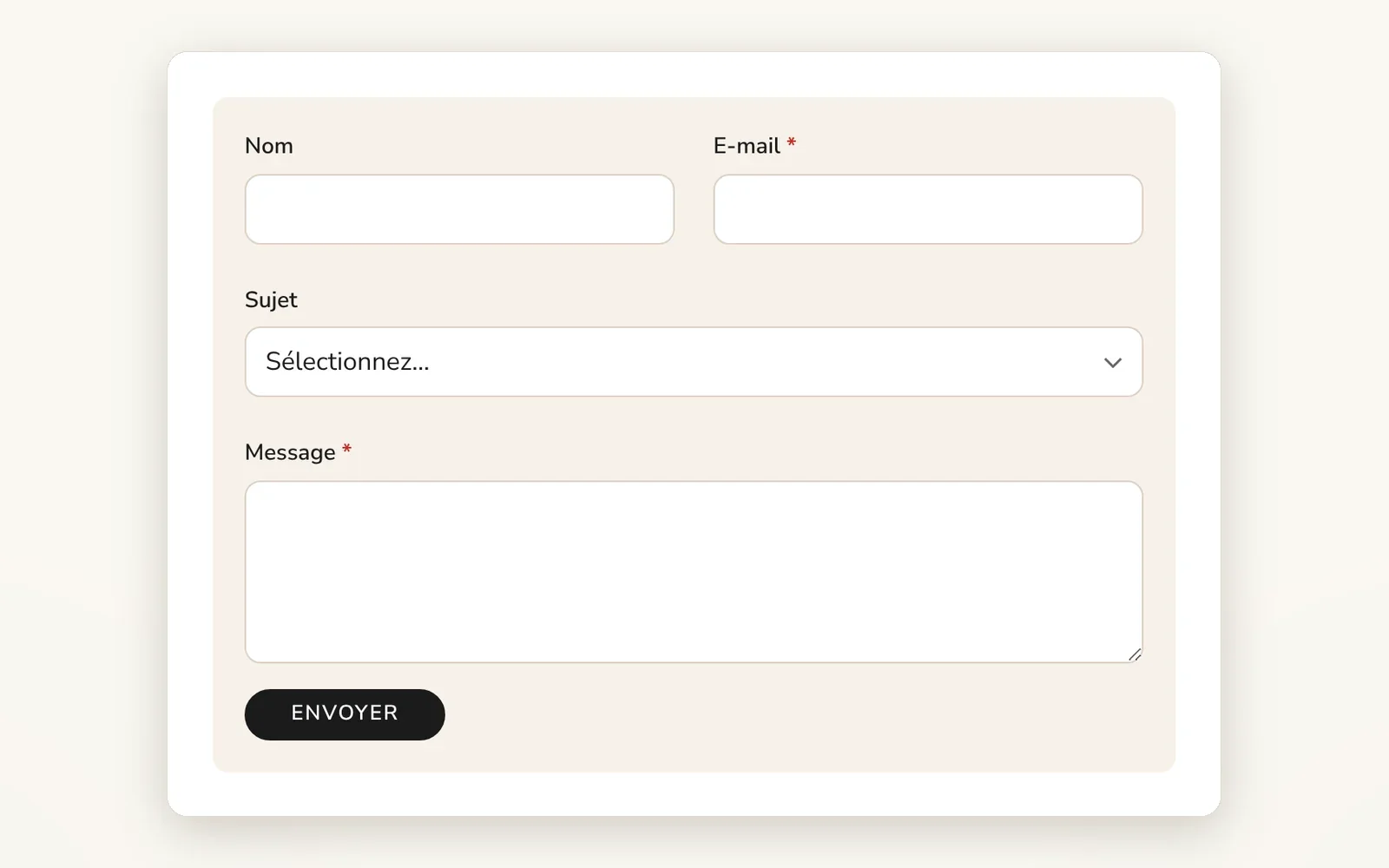 Formulaire de contact avec tes champs