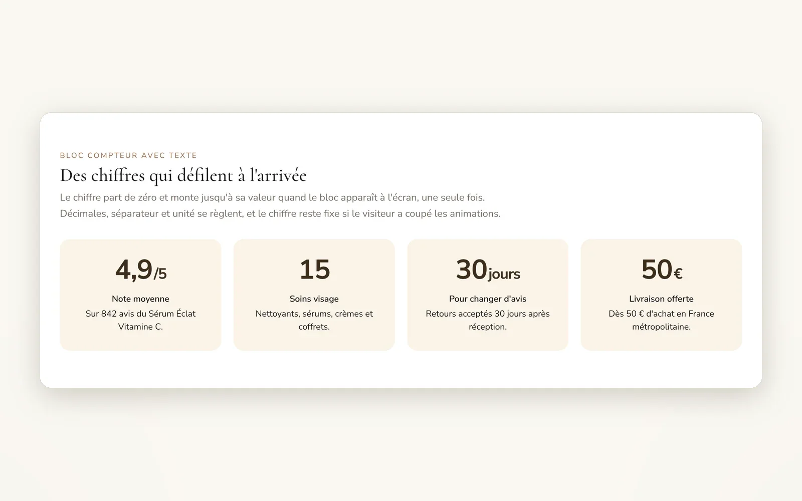 Compteur animé pour un chiffre clé