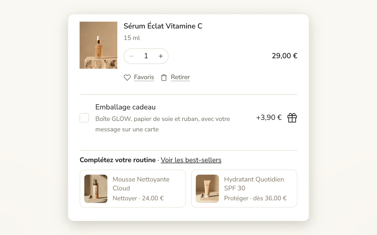 Texte libre dans le panier