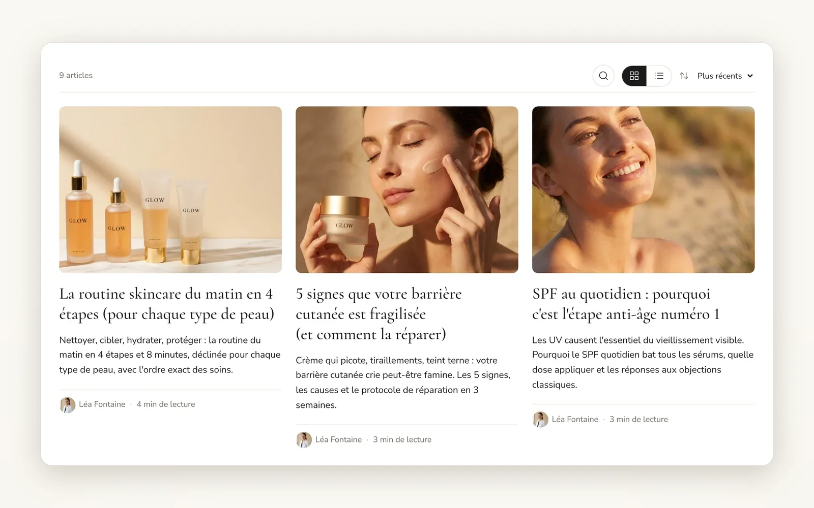 Blog en grille ou en liste, au choix