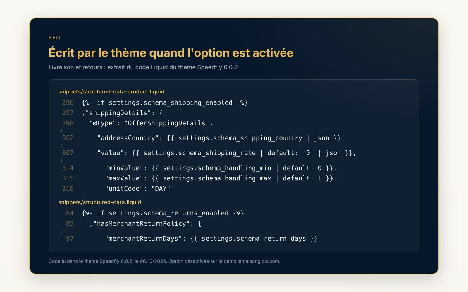Livraison et retours lisibles par Google